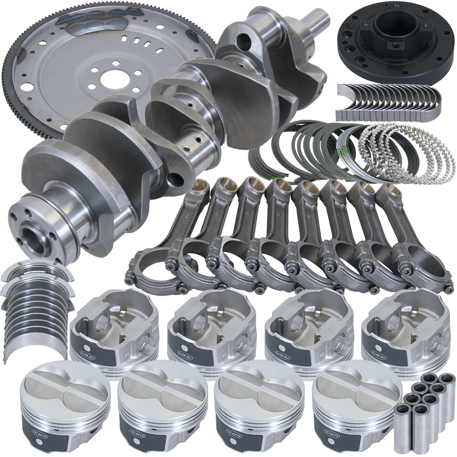 Eagle Ford 351W 4.000in Crank 6.200in I-Beam Rods -11cc Flat Top 4.000in Pistons Balanced Assembly - B1613800057 - front view