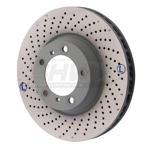 SHW 2012 Porsche 911 Carrera4 GTS 3.8L w/o Ceramic Brakes Left Frt Drill-Dimp MB Rotor (99635140904) - PFL30922 for 2001-2012