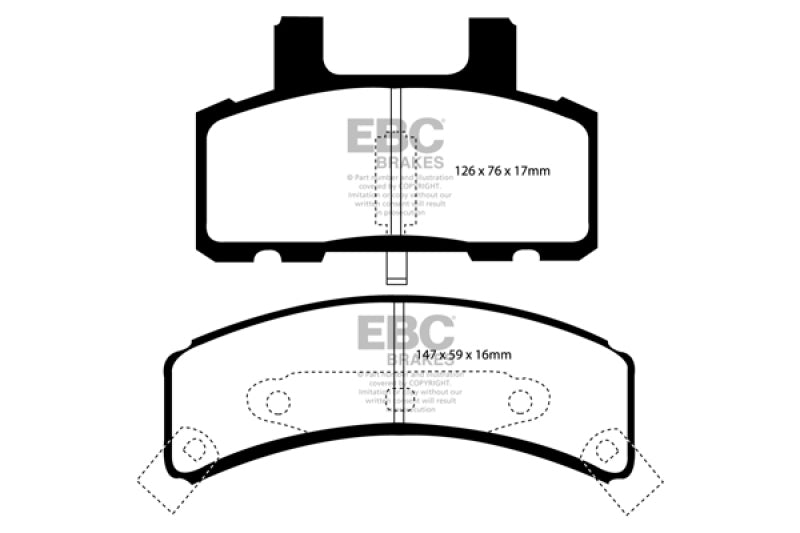 EBC 97-99 Cadillac Deville 4.6 (Rear Drums) Ultimax2 Front Brake Pads - UD369
