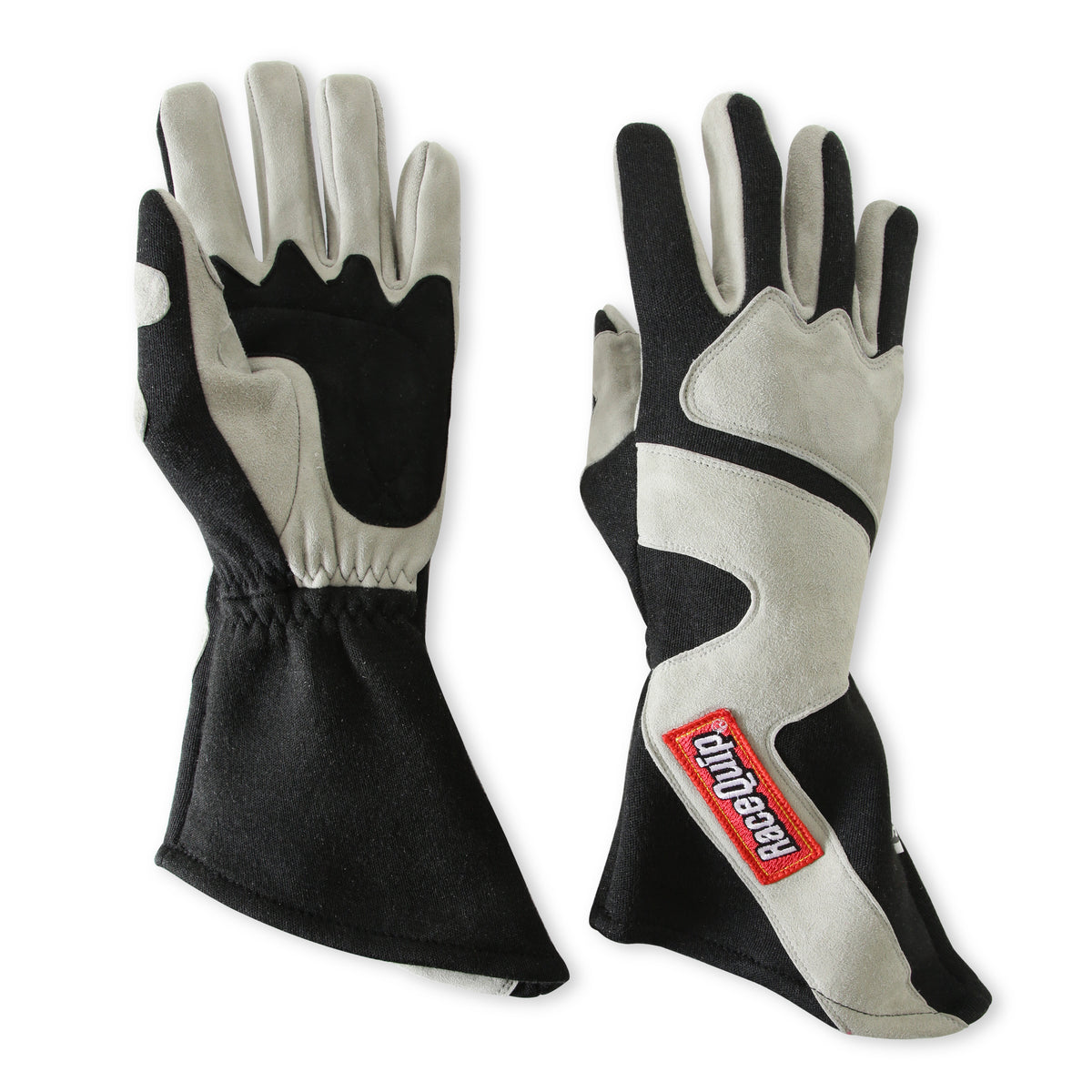 RaceQuip SFI-5 Gray/Black Medium Long Angle Cut Glove