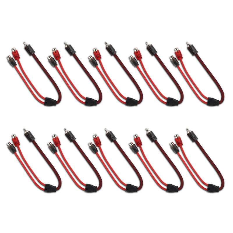 DS18 Level 2 RCA Y Connector 1 Male to 2 Female 10 x Pack - R1M2F.10PK - front view