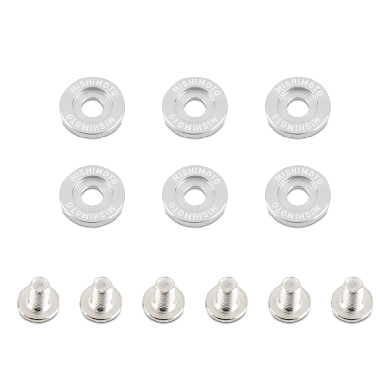 Mishimoto Small Fender Washer Kit (6pcs) - Silver - MMFW-SM-6SL by Mishimoto - front view