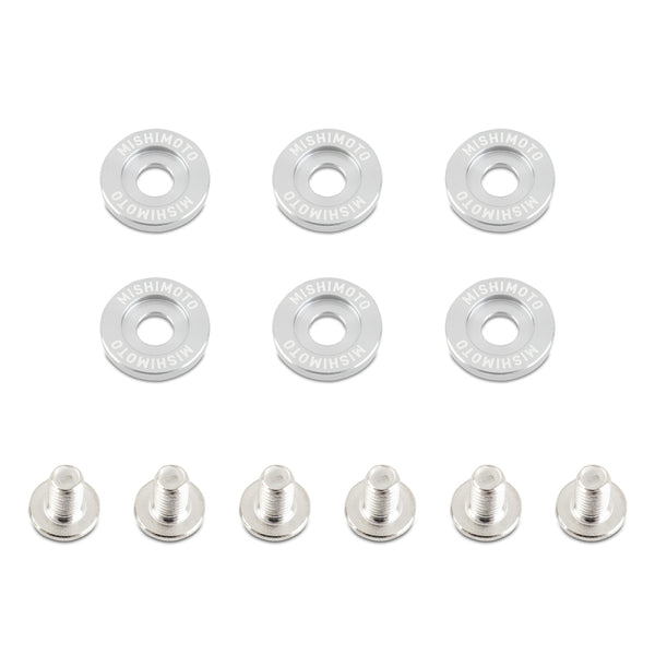 Mishimoto Small Fender Washer Kit (6pcs) - Silver - MMFW-SM-6SL by Mishimoto - front view