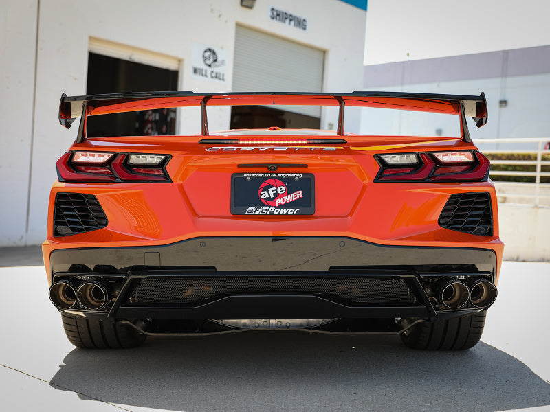 aFe MACH Force-Xp 3in to 2-1/2in 304SS Cat-Back 2020 Chevy Corvette (C8) 6.2L - Carbon Fiber Tip - 49-34124-C