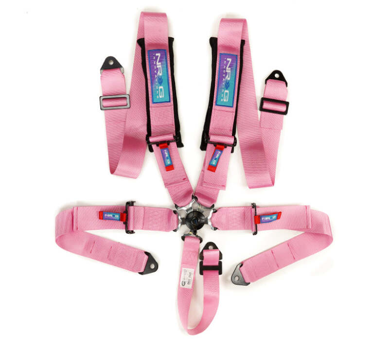 NRG 5PT 3in. Seat Belt Harness / Cam Lock - Pink - SBH-B6PCPK - front view