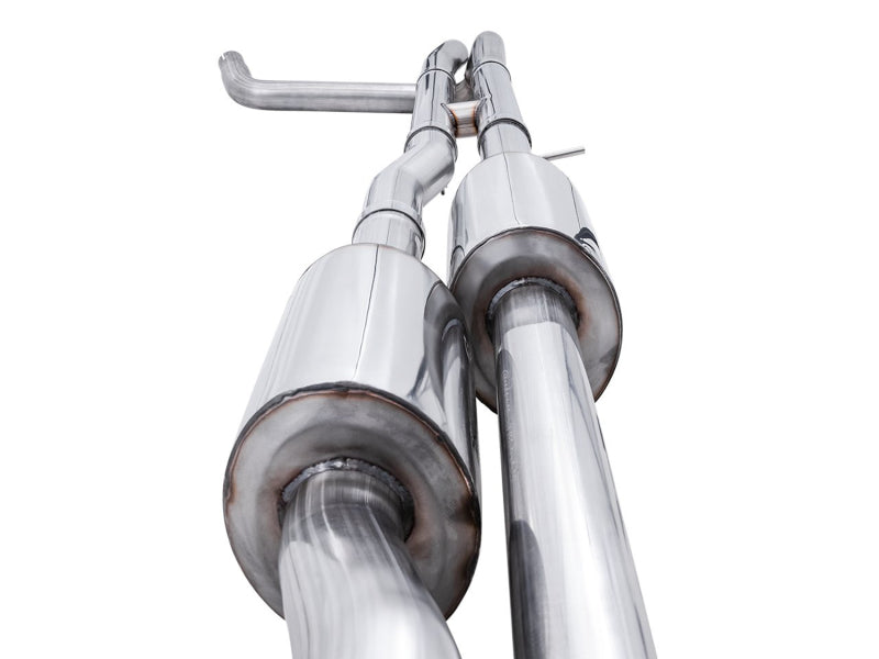 AWE Tuning 22-23 GMC Sierra 1500 AT4X 6.2L 0FG Catback Split Dual (Flat Bumper) - Chrome Silver Tips - 3015-42284