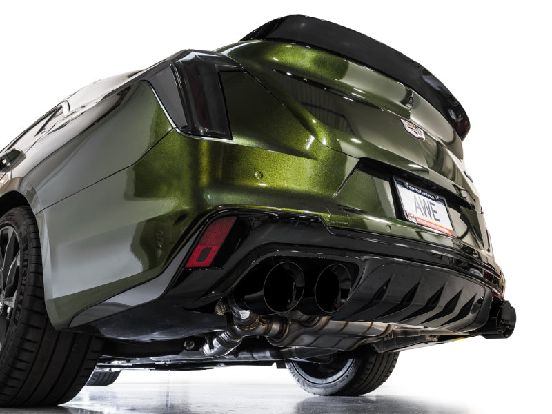 AWE Tuning 2021+ Cadillac CT4-V Blackwing SwitchPath Exhaust - Diamond Black Tips - 3025-43436