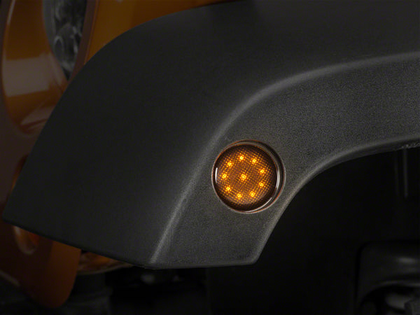 Raxiom 07-18 Jeep Wrangler JK LED Side Marker Lights- Smoked - J106752 for 2007-2018 Jeep Wrangler - front view