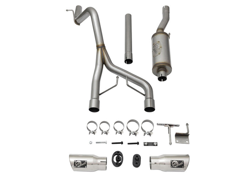 aFe Rebel Series CB 2.5in Dual Center Exit SS Exhaust w/ Polish Tip 07-15 Jeep Wrangler 3.6L/3.8L V6 - 49-48056-P