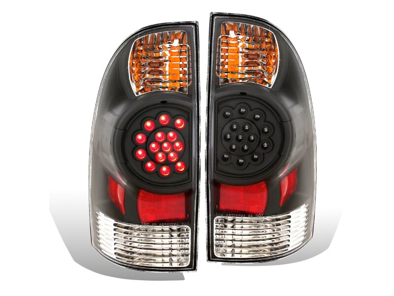 Raxiom 05-06 Toyota Tacoma LED Tail Lights- Black Housing- Red/Clear Lens - TT5926 - front view