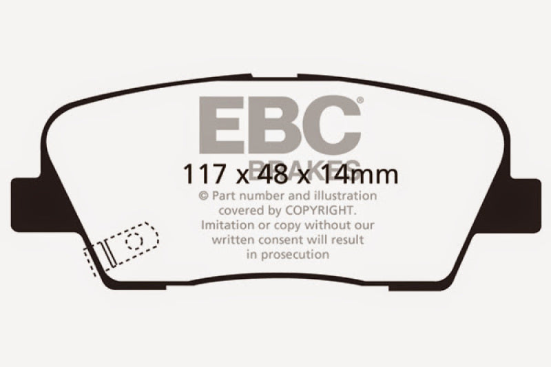 EBC 06-09 Hyundai Entourage 3.8 Ultimax2 Rear Brake Pads - UD1284 for 2002-2014 Kia Sedona - angle view