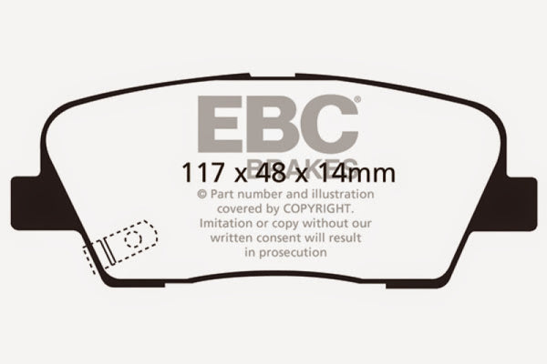 EBC 06-09 Hyundai Entourage 3.8 Ultimax2 Rear Brake Pads - UD1284 for 2002-2014 Kia Sedona - angle view