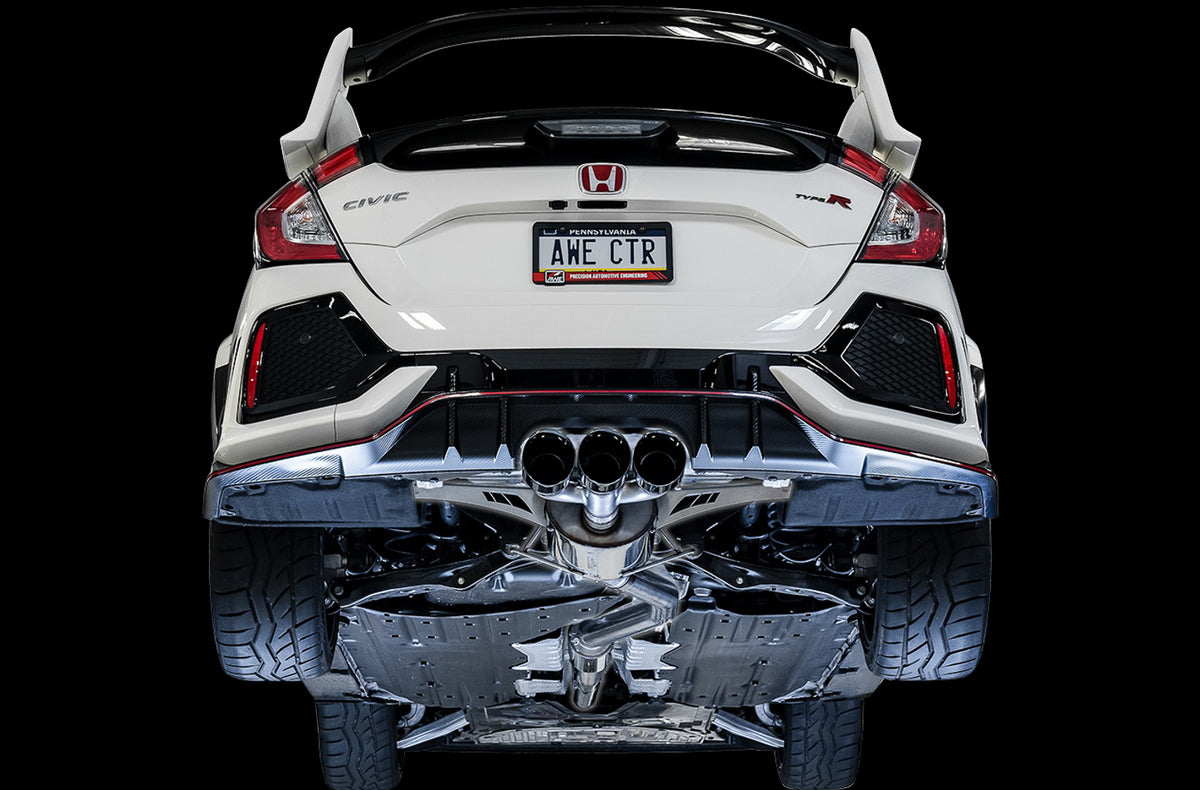 AWE Tuning 2017+ Honda Civic Type R Touring Edition Exhaust w/Front & Mid Pipe - Diamond Blk Tips - 3015-43000