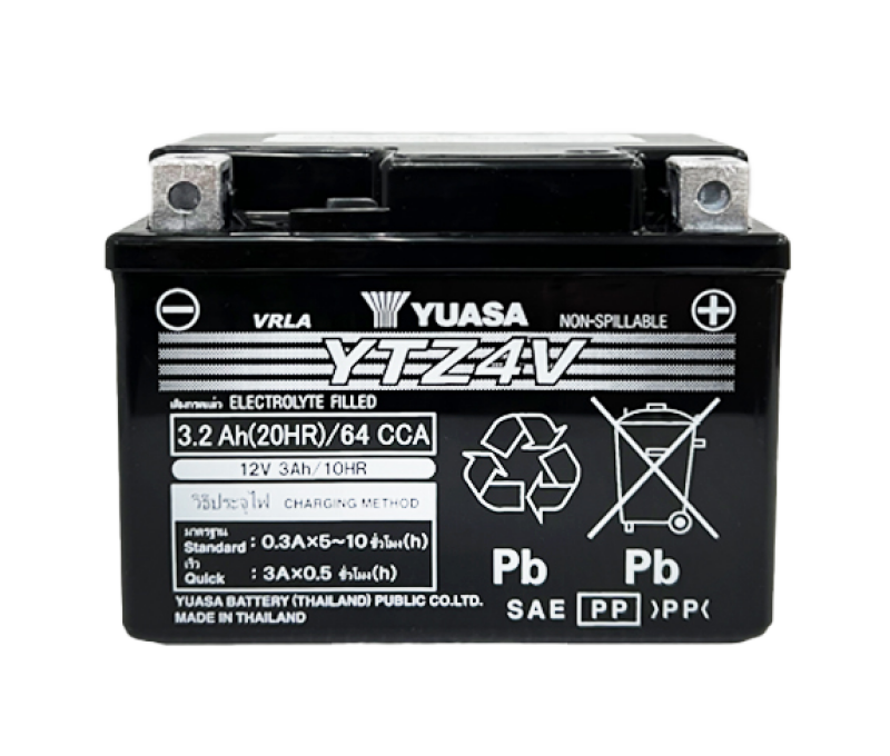 Yuasa YTZ4V Maintenance Free AGM 12 Volt Battery - YUAM724ZV for 2019-2024 Honda CRF110F