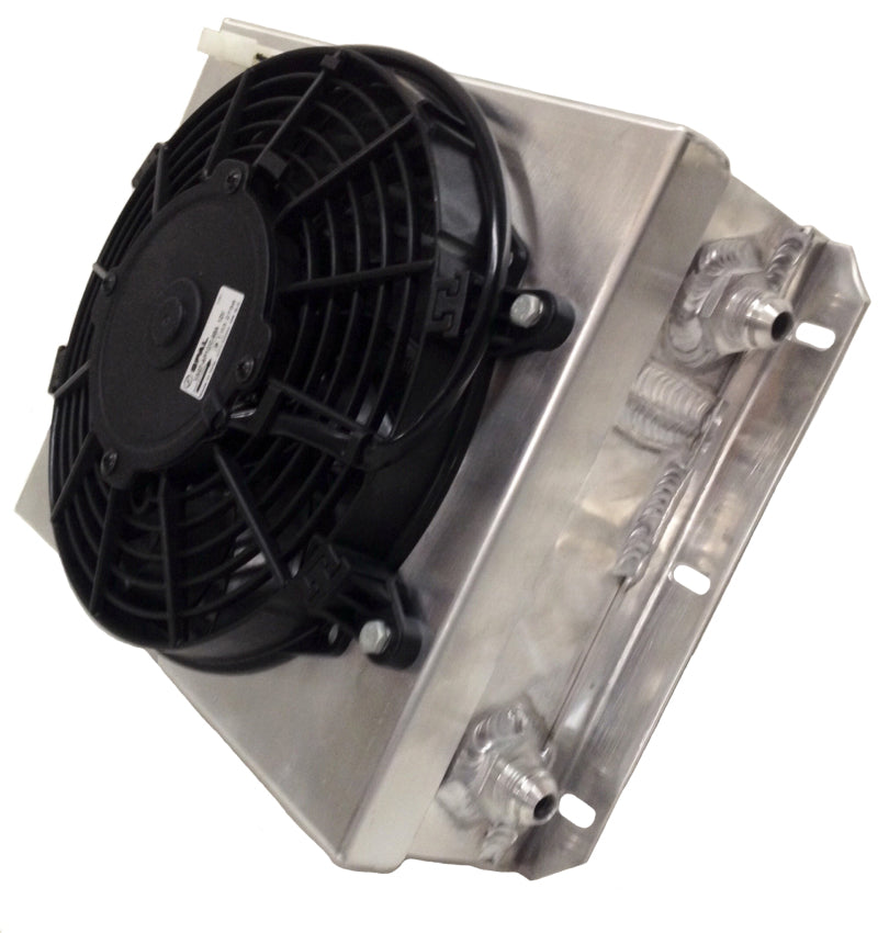 CSF Dual Fluid Bar &amp; Plate HD Oil Cooler w/9in SPAL Fan (1/3 &amp; 2/3 Partition) - 13.8in L x 10in H - 8026