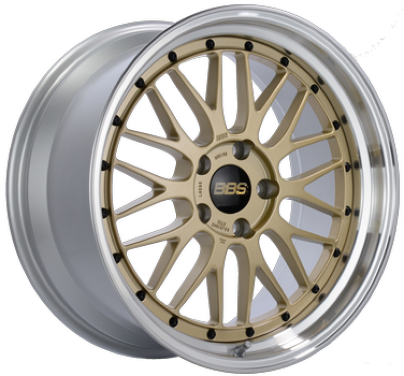 BBS LM 19x10 5x114.3 ET22 PFS Gold Center Diamond-Cut Rim Wheel PFS/Clip Req - LM271GPK