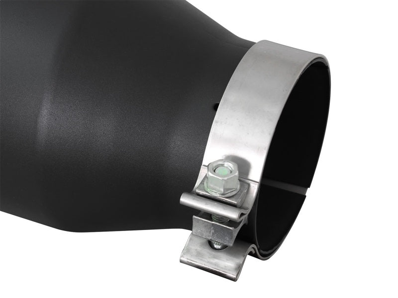 aFe Power MACH Force-Xp 4in In x 6in Out x 15in L Driver Side Clamp-On 4in 409 SS Exhaust Tip-Black - 49T40601-B15