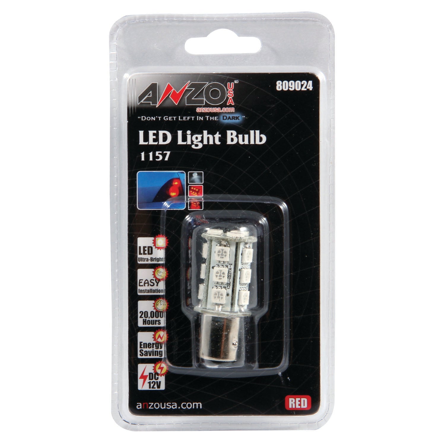 ANZO LED Bulbs Universal LED 1157 Red - 18 LEDs 1 3/4in Tall - 809024 by ANZO - front view