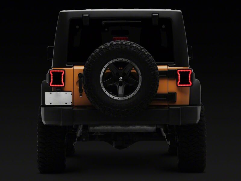 Raxiom 07-18 Jeep Wrangler JK Axial Series JL Style LED Tail Lights- Black Housing- Smoked Lens - J183257 - close-up view 6