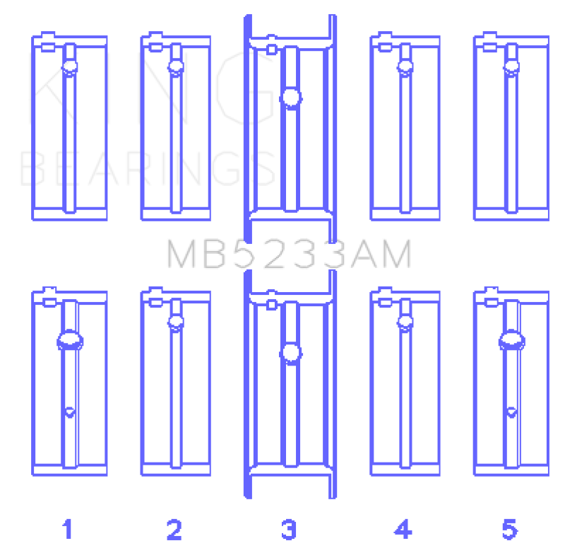 King Engine Bearings Nissan L20B/Z20/Z22/Z24 (Size +0.50mm) Main Bearing Set - MB5233AM0.5