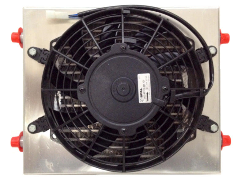 CSF Dual Fluid Bar &amp; Plate HD Oil Cooler w/9in SPAL Fan (1/3 &amp; 2/3 Partition) - 13.8in L x 10in H - 8026