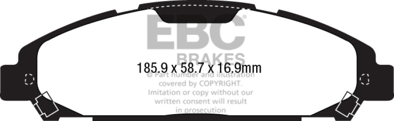 EBC Brakes Greenstuff 2000 Series Sport Pads - DP23039 for 2015-2023 Ford Mustang - angle view