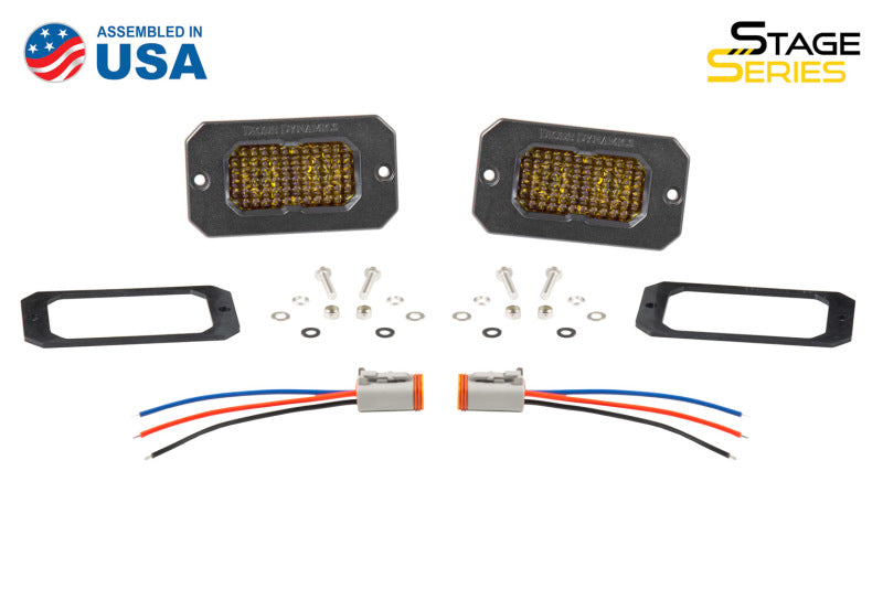 Diode Dynamics Stage Series 2 In LED Pod Sport - Yellow Fog Flush ABL (Pair) - DD6425P