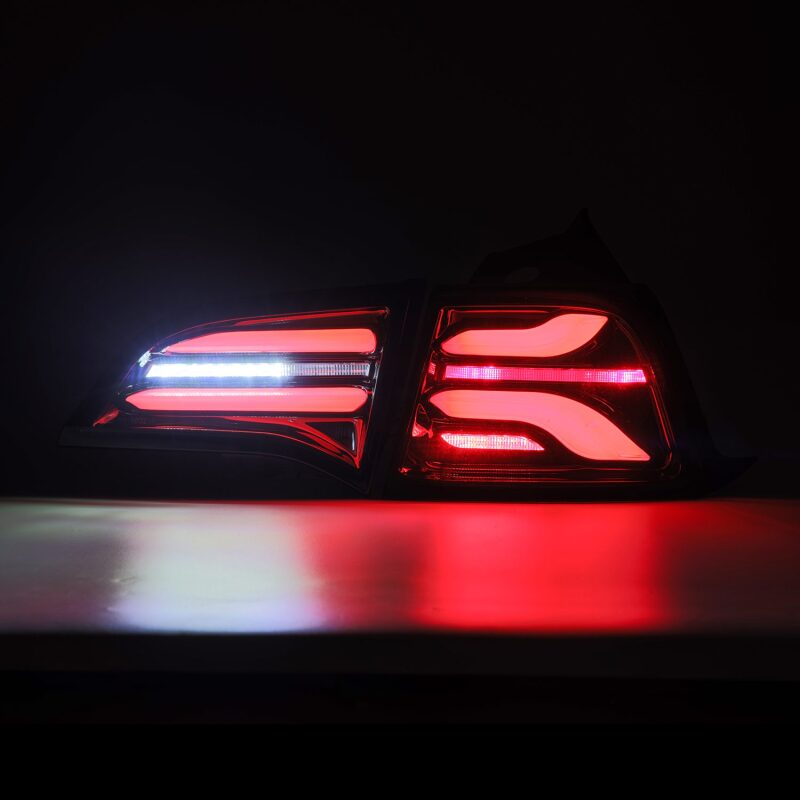 AlphaRex 17-22 Tesla Model 3 PRO-Series LED Tail Lights Jet Black w/Seq Sig - 601010