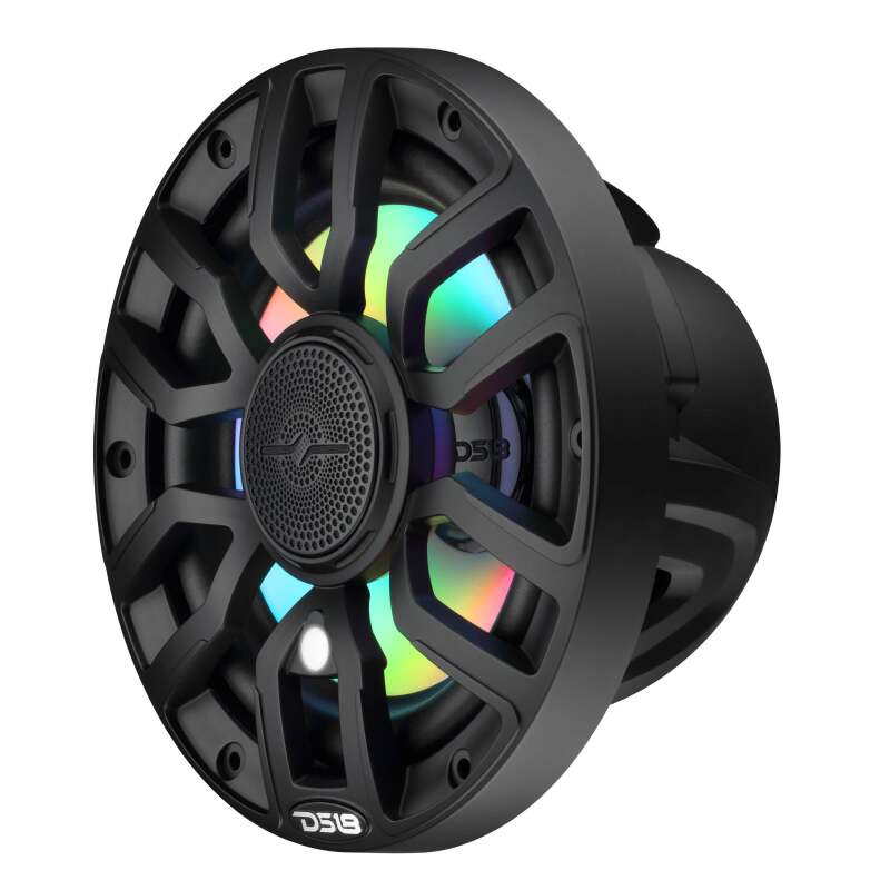 DS18 7.7in 2-Way 175 Watts RMS 4ohm Dgtl LED Lights Bullet Tweeter Cvrs Incl Blk Built-in Deck Light - NXL-IQ7.7/BK - side view