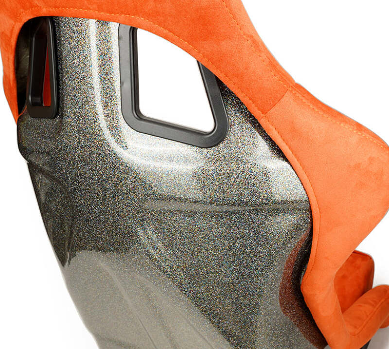 NRG FRP Bucket Seat ULTRA Edition W/ Grey Pearlized Back / Orange Microfiber Material - Large - FRP-302OR-ULTRA - close-up view 2 3