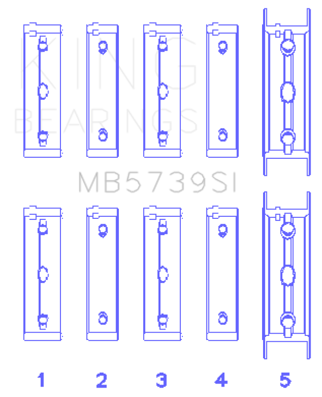 King Engine Bearings Subaru Ej20/Ej22/Ej25 Housing Bore + .002 (Size +0.75mm) Main Bearing Set - MB5739SI0.75