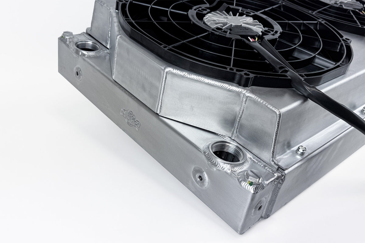 CSF Motorsport Radiator with Shroud - 14in SPAL Brushless Fans - Harnesses - 8374