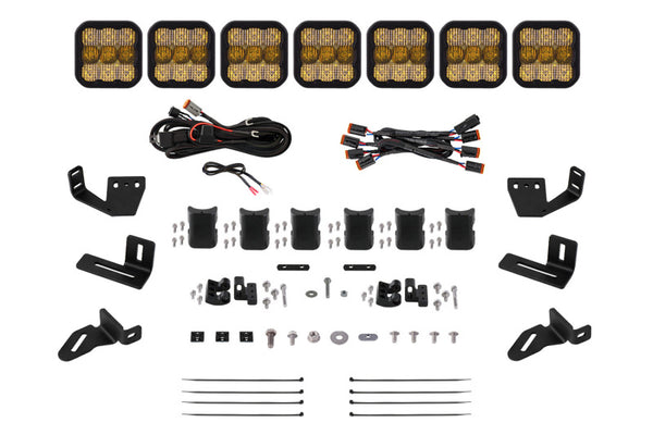 Diode Dynamics Prinsu/Sherpa Roof Racks- SS5 7-Pod CrossLink Mounting Kit - Sport Yellow Combo - DD7825 by Diode Dynamics - f