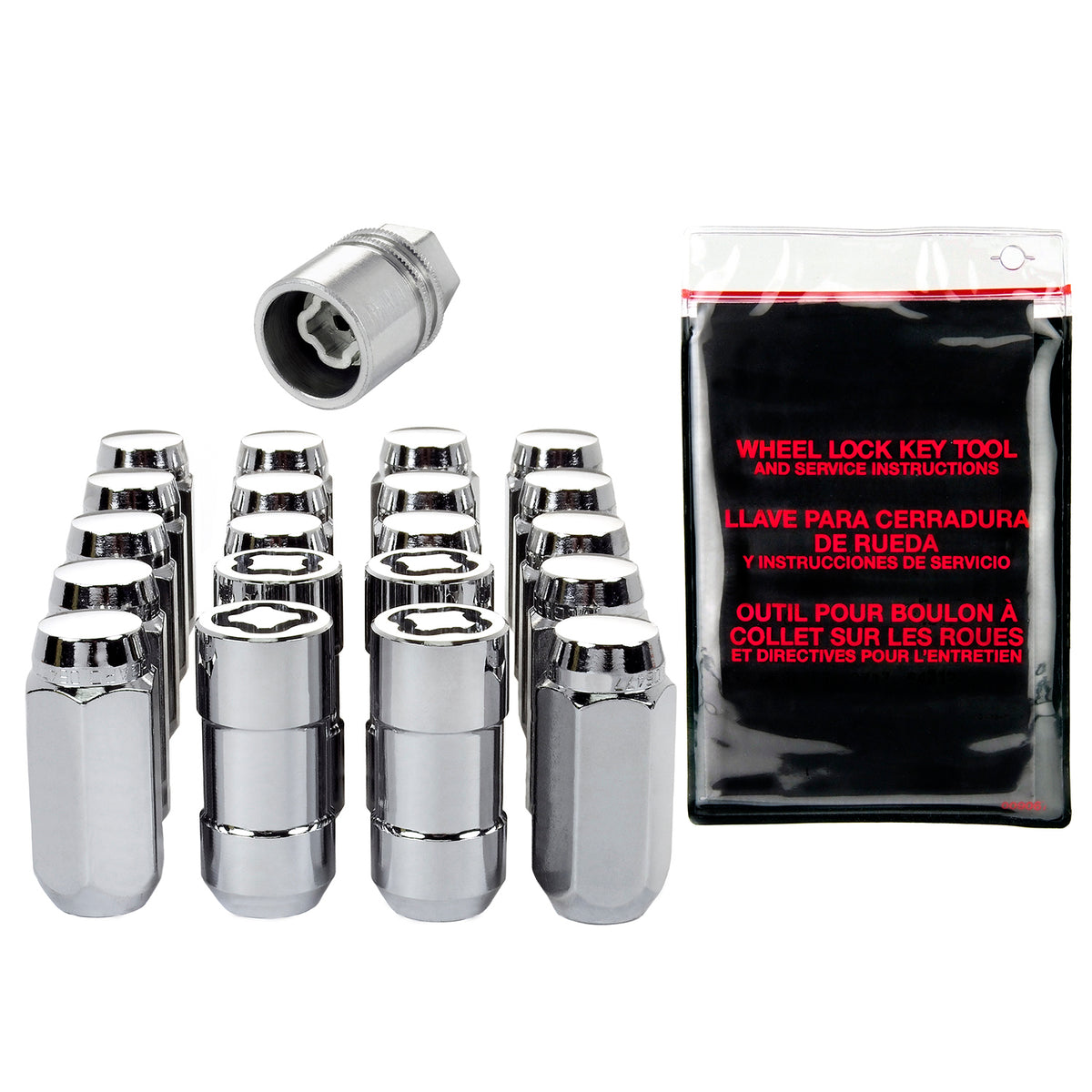 McGard 5 Lug Hex Install Kit w/Locks (Cone Seat Nut) M12X1.75 / 13/16 Hex / 1.815in. L - Chrome - 84560