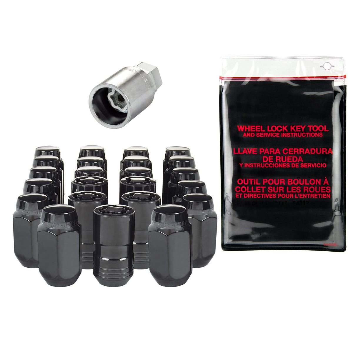McGard SplineDrive Tuner 23-PC Jeep JL Install Kit w/Locks & Tool (Cone) M14X1.5 / 22m Hex - Black - 84585BK