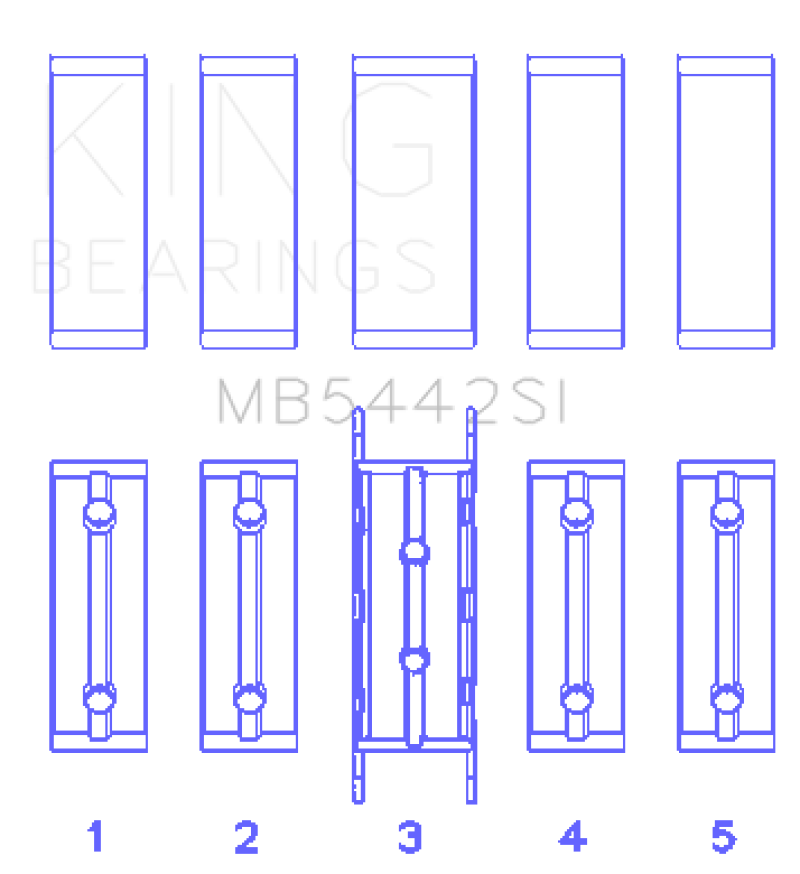 King Ford/Mazda Duratec 2.0/2.3 DOHC (Size 0.75) Silicon Bi-Metal Aluminum Main Bearing Set - MB5442SI0.75
