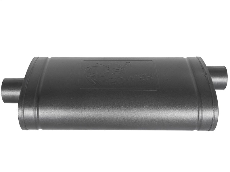 aFe MACH Force-Xp 409 SS Muffler w/ Black Finish 3in Center/Offset 22in L x 11in x 5in - Oval Body - 49M00016-B