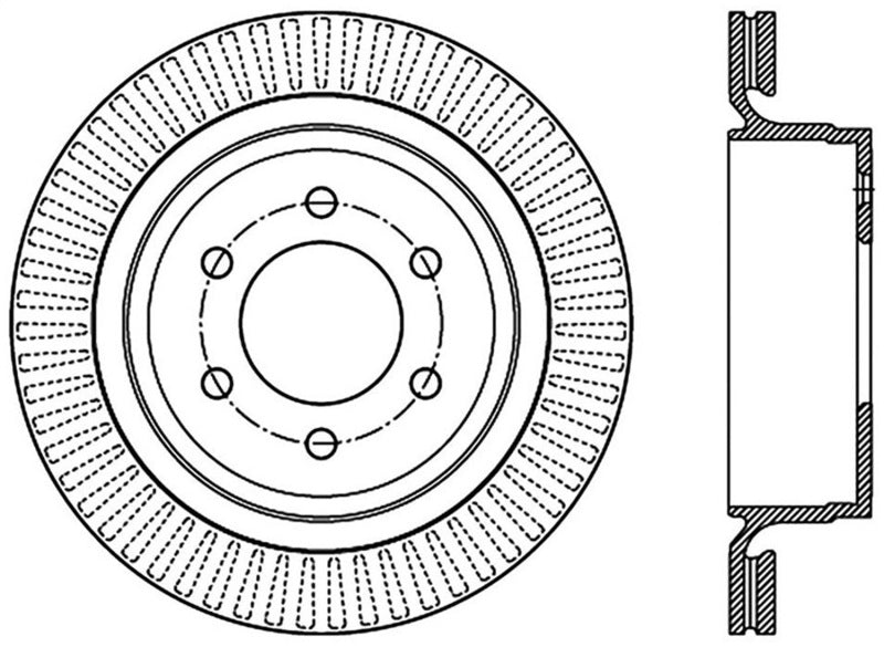 StopTech 12-14 Ford F-150 w/ 6 Lug Rear Right Slotted Sport Cryo Brake Rotor - 126.65135CSR