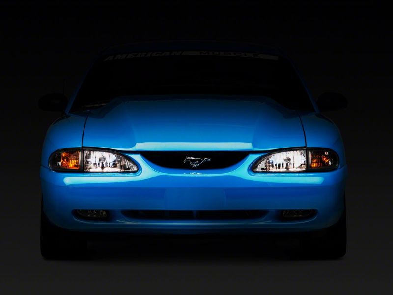 Raxiom 94-98 Ford Mustang Axial Series Cobra Style Headlights- Chrome Housing (Clear Lens) - 49049