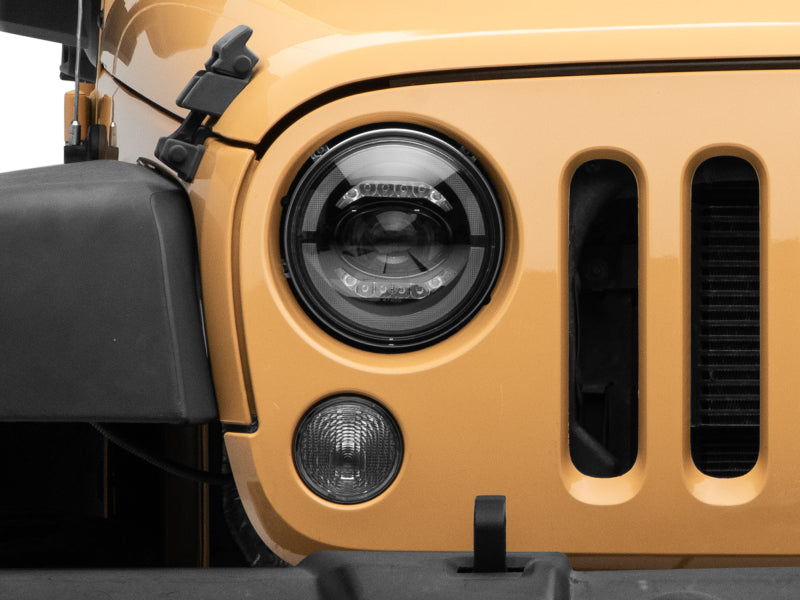 Raxiom 07-18 Jeep Wrangler JK Axial Series LED Headlights- Black Housing (Clear Lens) - J132813