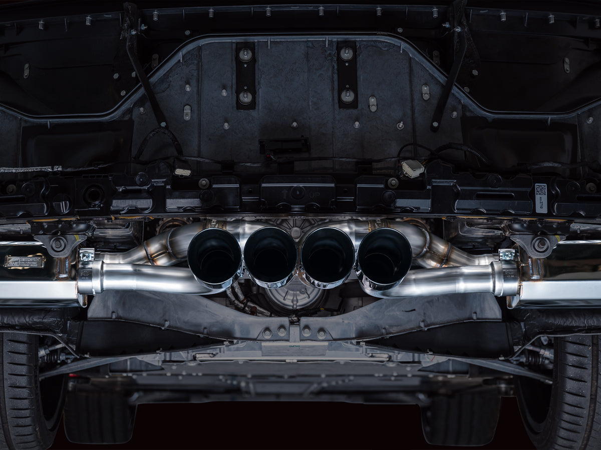 AWE 23+ C8 Corvette Z06 SwitchPath Cat-Back Exhaust - Diamond Black Tips - 3025-43906