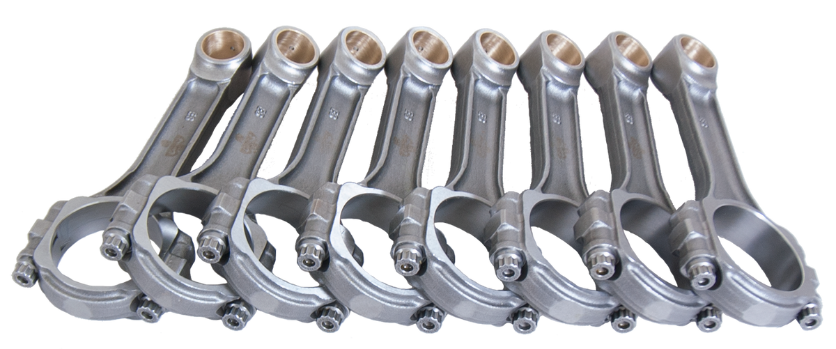 Eagle Chevrolet SB 6.000in 6.000in 5140 Steel 3/8in ARP2000 Bolts I-Beam Connecting Rods - Set of 8 - SIR6000BB2000 - front view
