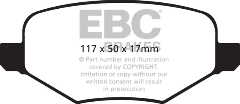 EBC 11-14 Ford Edge 2.0 Turbo Greenstuff Rear Brake Pads - DP21826