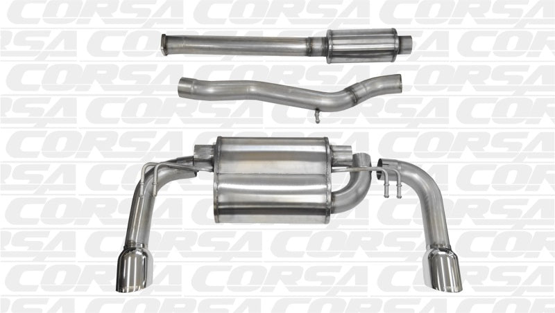 Corsa 2008-2015 Mitsubishi Lancer Evolution X Sedan 2.0L Polished Sport Dual Rear Cat-Back Exhaust - 14858