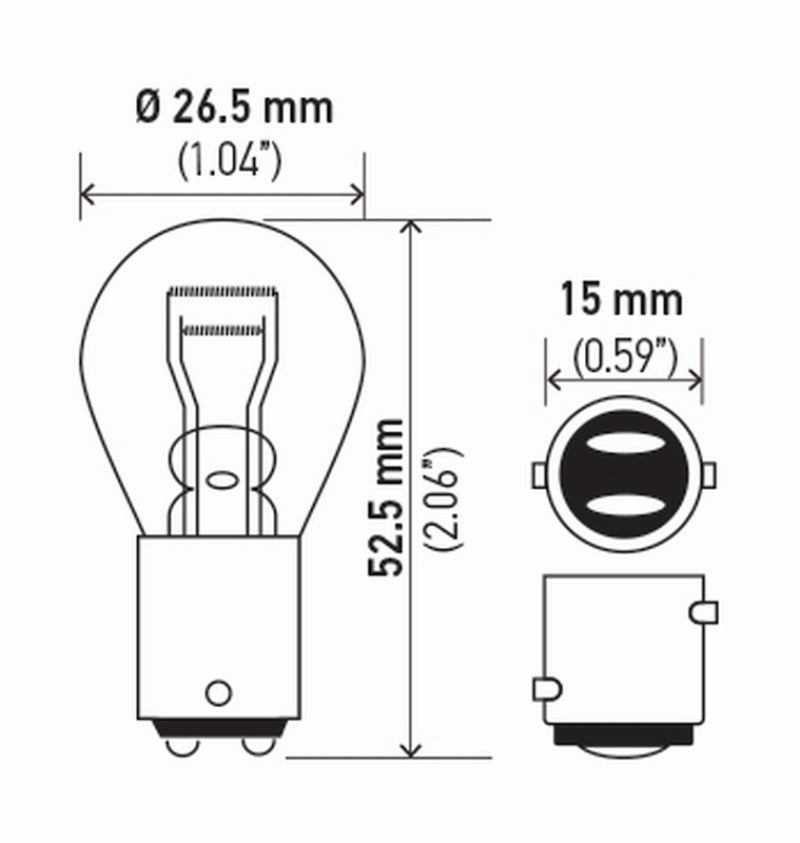 Hella Bulb 7225 12V 21/4W Baz15D S8 (2) - 7225TB