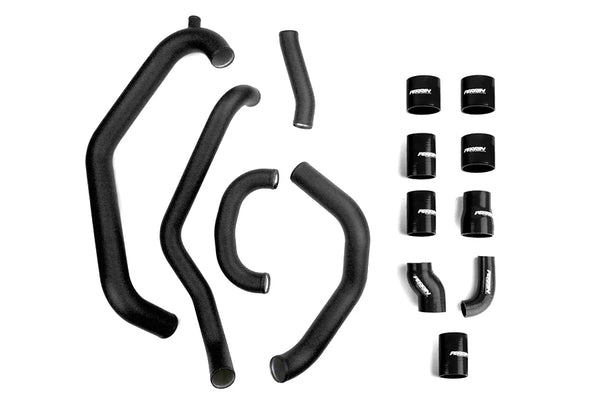 Perrin 08-14 WRX FMIC Black Boost Tubes w/ Black Silicone - PSP-ITR-436-2BK/BK for 2008-2014 Subaru Impreza - front view