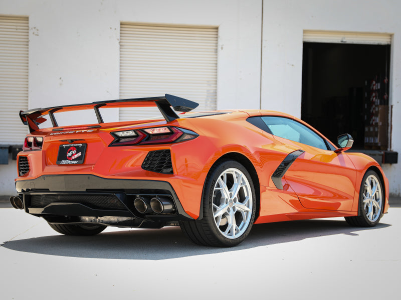 aFe MACH Force-Xp 3in to 2-1/2in 304SS Cat-Back 2020 Chevy Corvette (C8) 6.2L - Carbon Fiber Tip - 49-34124-C