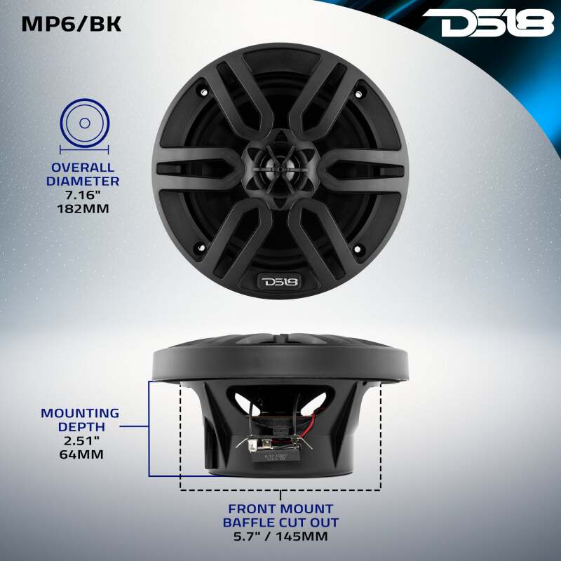 DS18 6.5in 2-Way 60 Watts RMS 4ohm Black - MP6/BK - rear view