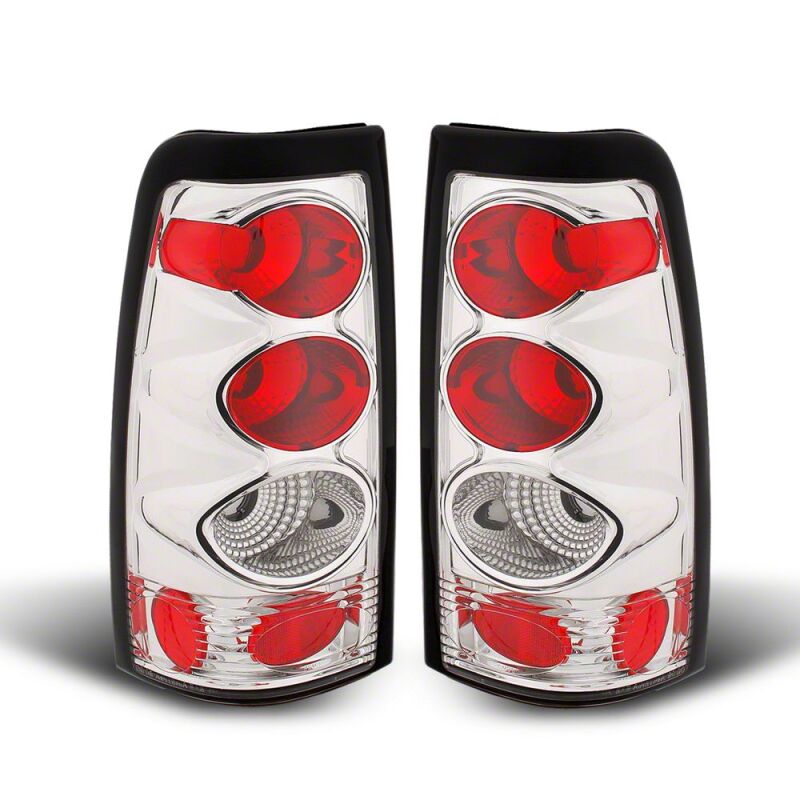 Raxiom 99-02 Chevrolet Silverado 1500 Fleetside Axial Series Tail Lights- Chrome - Red/Clear Lens - S112725 - front view