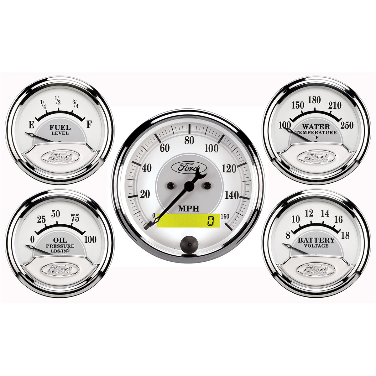 Autometer Ford Racing Kit Box (5 pc In-Dash Elec Speedo/Oil Pressure/Water Temp/Fuel Level/Volt) - 880087